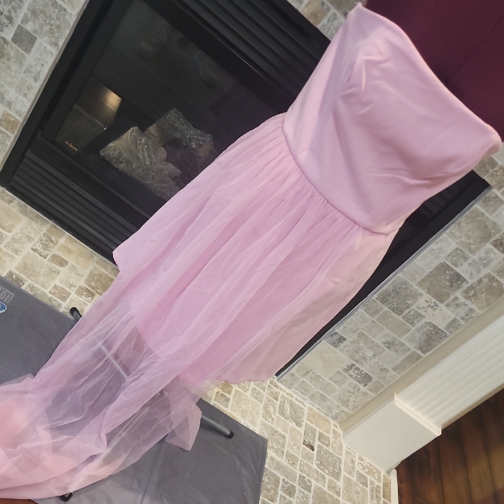 French Connection Strapless Dress in Soft Pink